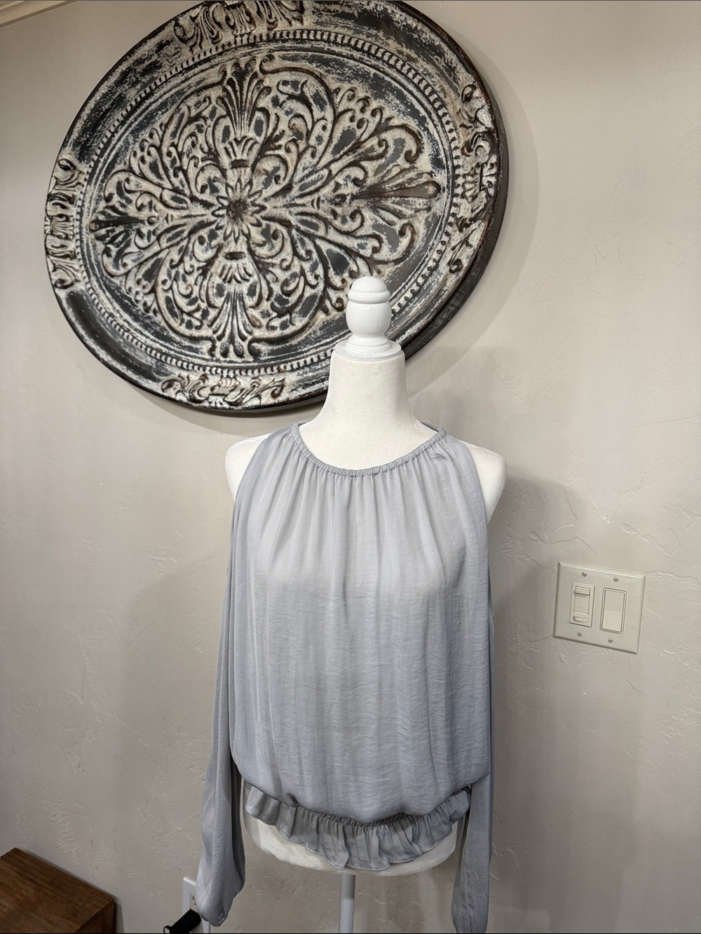 Alfani Light Gray Halter Blouse